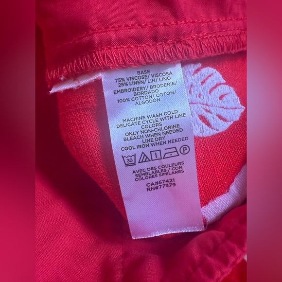 Ann Taylor Red Leaf Print Pants red and white capri size 4 wide legs - Picture 5 of 15